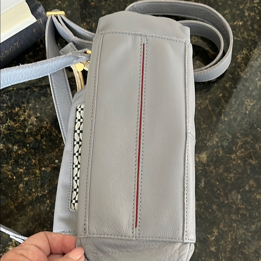 Hammitt Bryant Gray and White Crossbody Bag with Gold Accents - Picture 6 of 10